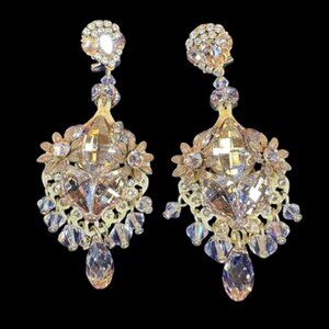 DUBLOS High End 3" LONG Chandelier Earrings with Dublos Suede Bag /Seville Spain